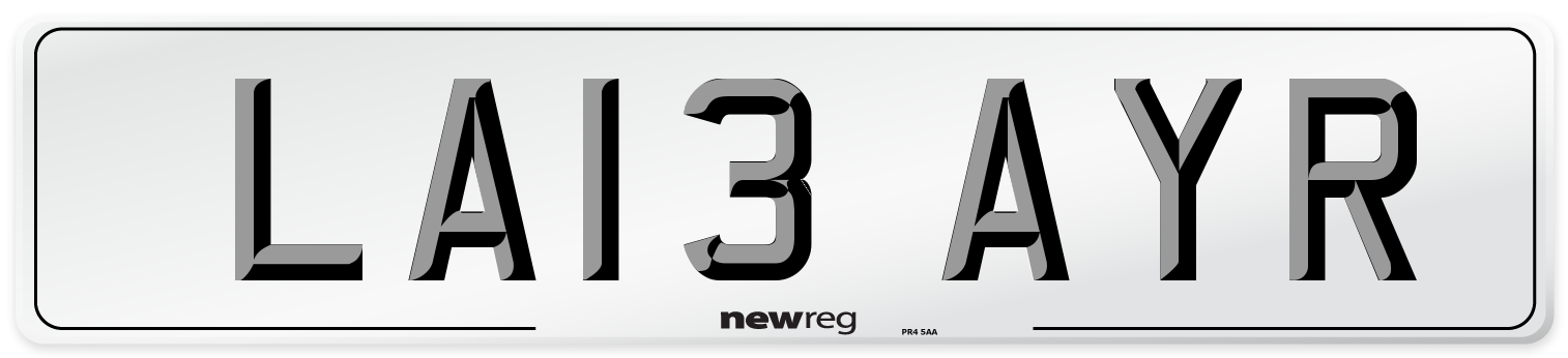 LA13 AYR Number Plate from New Reg